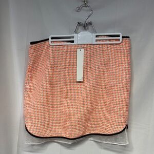 Line & Dot Vibrant Orange and White Mini leather trimmed Skirt